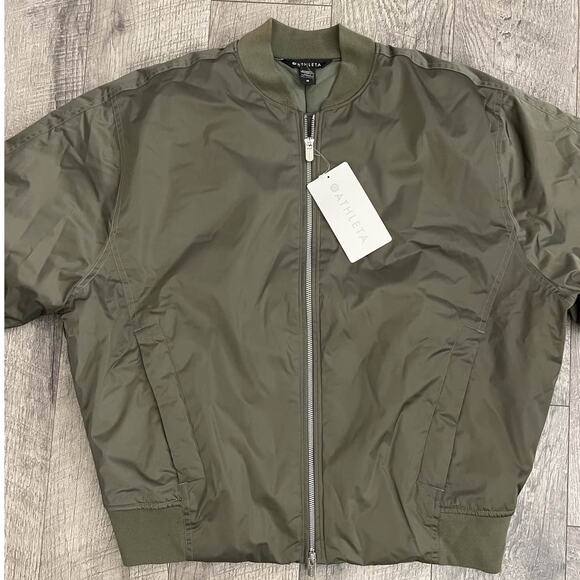 Athleta Jackets & Blazers - Athleta Endless Bomber Jacket Womens M Olive Green Full Zip